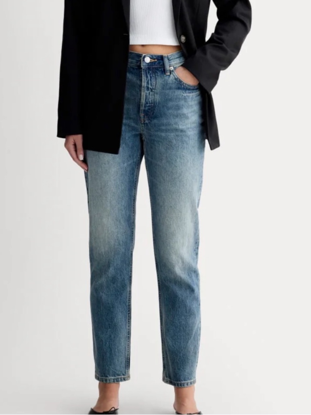 Everlane The 90s Cheeky High-Rise Straight Jeans Medium Blue Wash Women Size 26